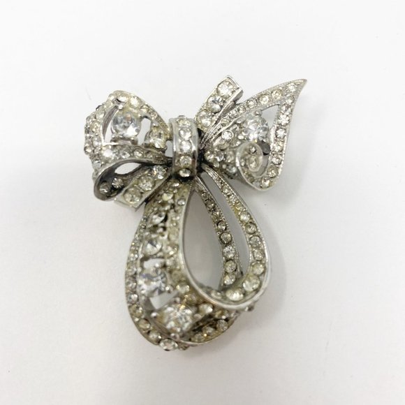 557 Vintage Reinad bow  Brooch / Pin with Crystal Rhinestones - Picture 3 of 9